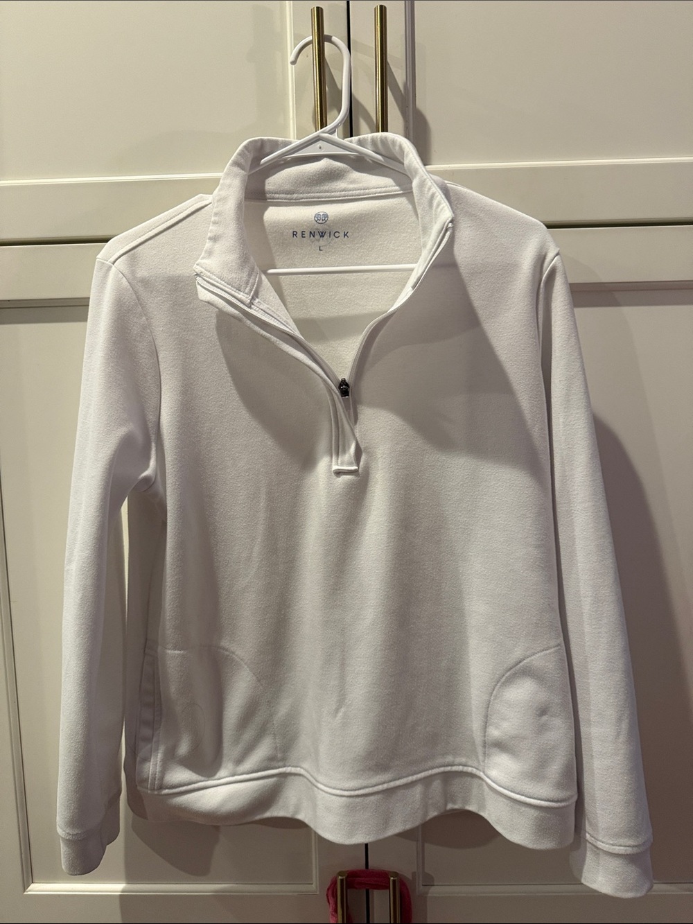 Renwick Women's White Quarter-Zip Fleece Pullover large